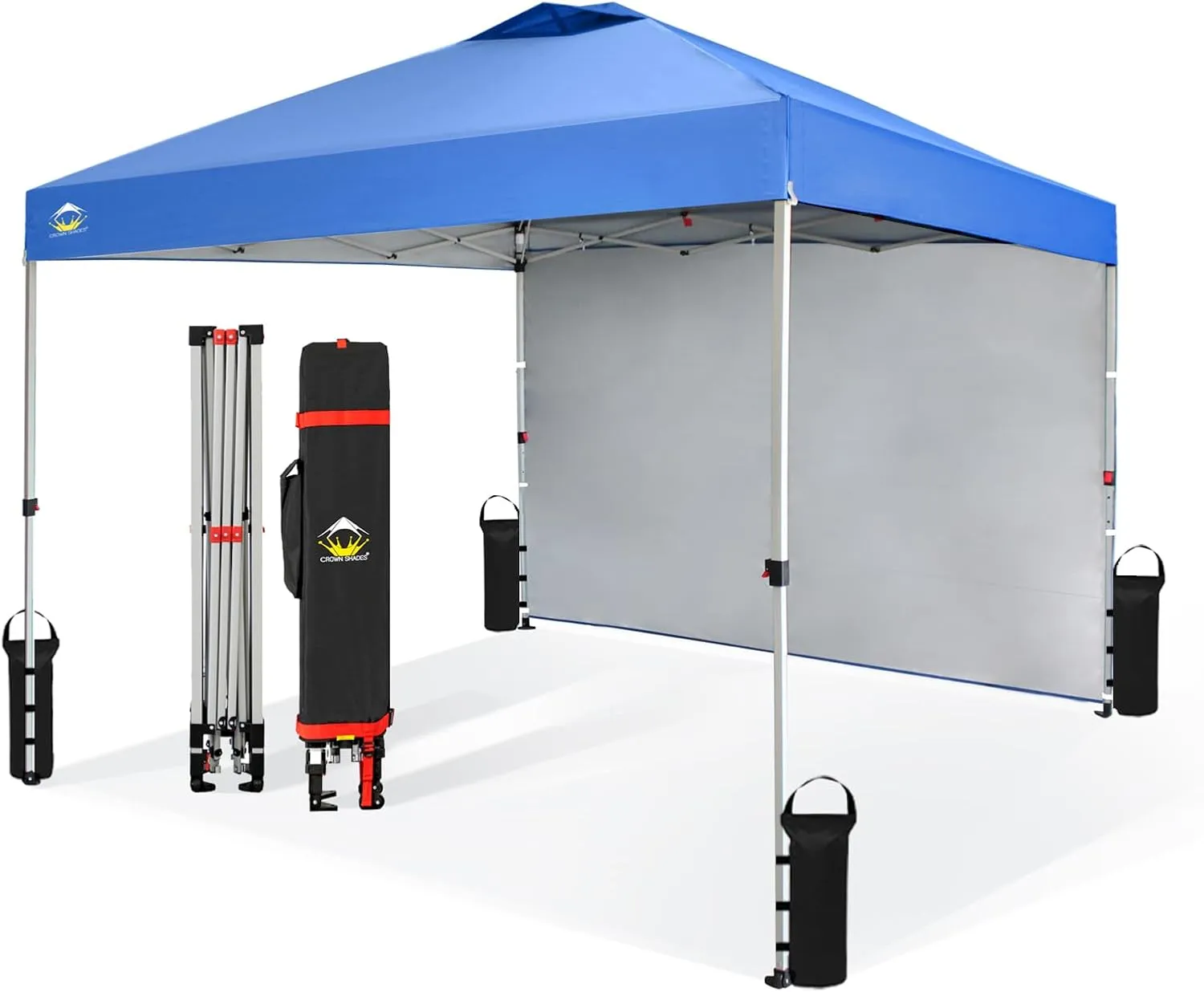 10ft X 10ft  Pop Up Canopy Tent with 1 Side Wall - Blue