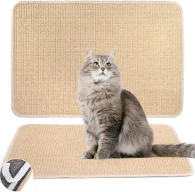 2 Pack Cat Scratcher Mats, 23.6" X 16" Sisal Cat Scratch Pad with Adhesive Tape, Horizontal Cats Floor Mat, Couch Corner Cat Mats, Cat Wall Scratcher, Furniture Protector for Sofa Carpet Wall