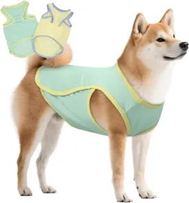 2 Pack Dog Shirts for Large Dogs, Pet Cooling Vest Sun Shirt, Soft Breathable Sun Protection Puppy T-Shirts, Lightweight Summer Clothes, Sleeveless Tank Top Outfit for Dogs, Yellow&Green 3XL
