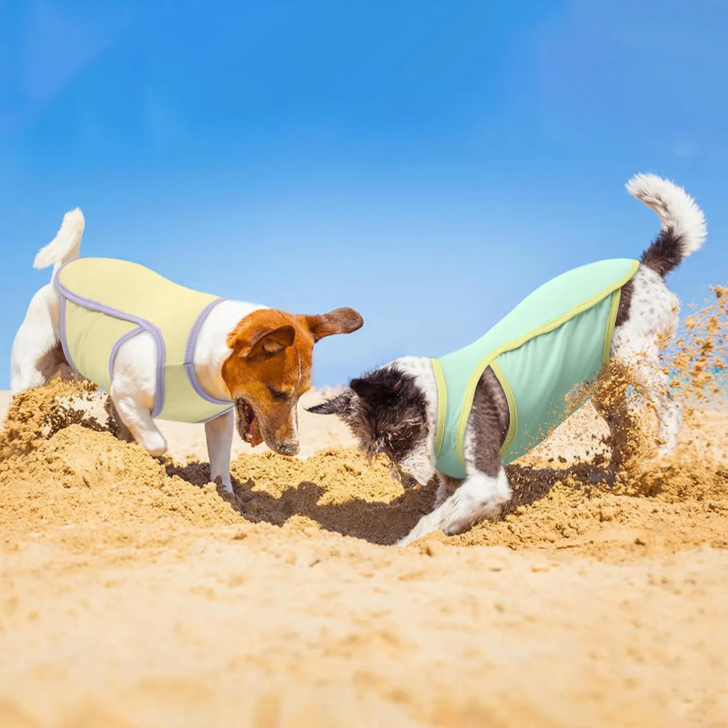 2 Pack Dog Shirts for Large Dogs, Pet Cooling Vest Sun Shirt, Soft Breathable Sun Protection Puppy T-Shirts, Lightweight Summer Clothes, Sleeveless Tank Top Outfit for Dogs, Yellow&Green 3XL