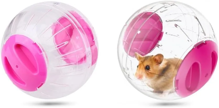 2 Pieces Hamster Exercise Ball, 5.7 Inch Hamster Running Ball Transparent Plastic Hamster Ball Wheel for Dwarf Hamsters Small Pets to Reduce Boredom and Increase Activity (Pink)