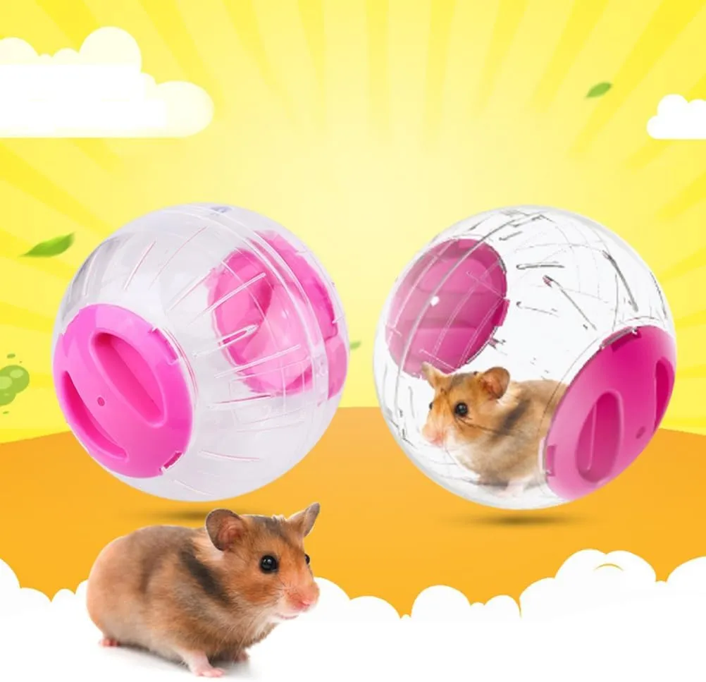 2 Pieces Hamster Exercise Ball, 5.7 Inch Hamster Running Ball Transparent Plastic Hamster Ball Wheel for Dwarf Hamsters Small Pets to Reduce Boredom and Increase Activity (Pink)