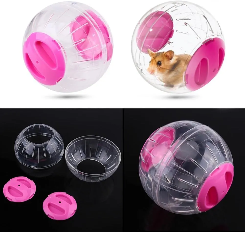 2 Pieces Hamster Exercise Ball, 5.7 Inch Hamster Running Ball Transparent Plastic Hamster Ball Wheel for Dwarf Hamsters Small Pets to Reduce Boredom and Increase Activity (Pink)