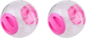 2 Pieces Hamster Exercise Ball, 5.7 Inch Hamster Running Ball Transparent Plastic Hamster Ball Wheel for Dwarf Hamsters Small Pets to Reduce Boredom and Increase Activity (Pink)