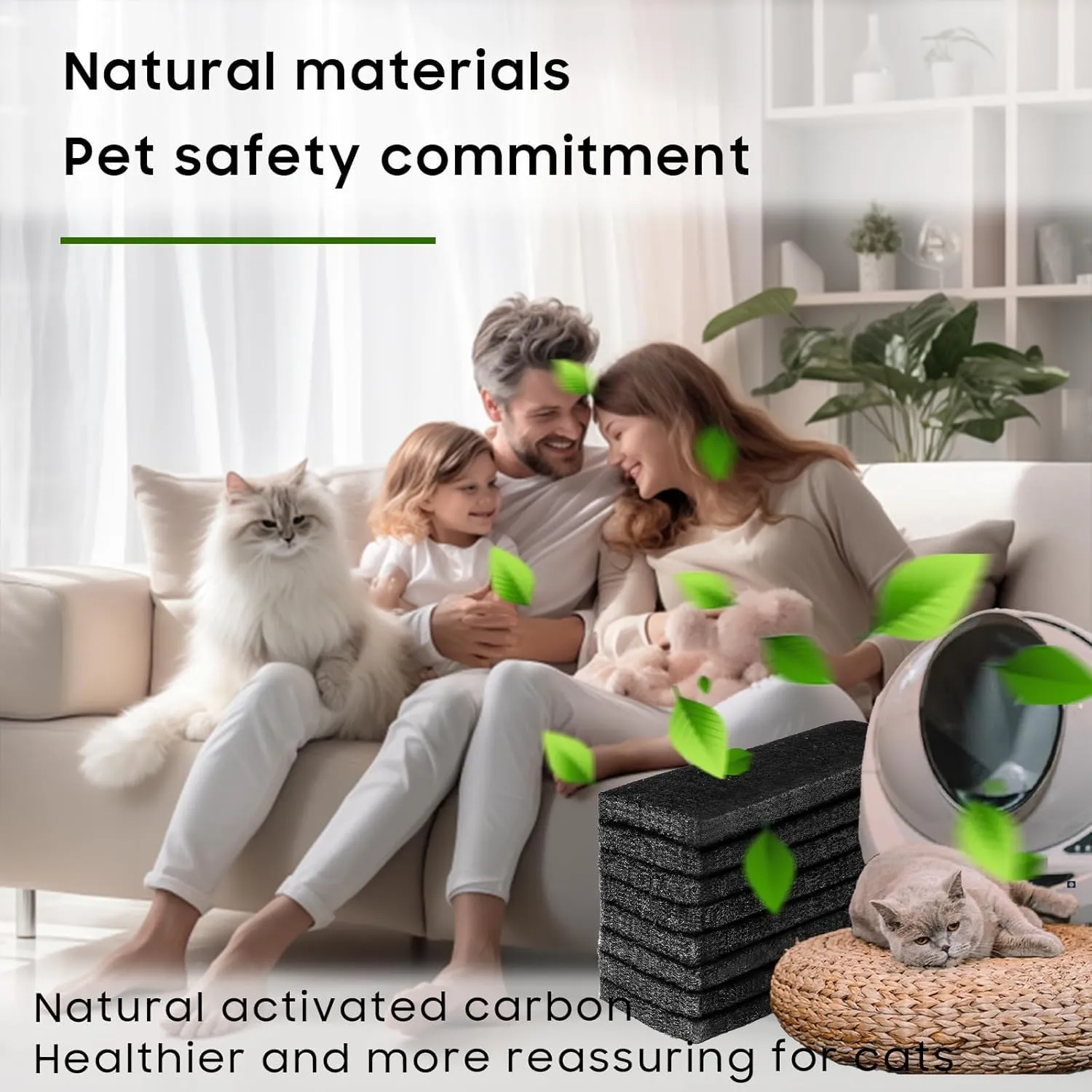 2 x Thickened Durable 8 Pack Carbon Filters Compatible with Automatic Litter Box Robot 3, OEM Thick Replacement Filter to Absorb Odors Control Damp from Cat Keep Home Fresh