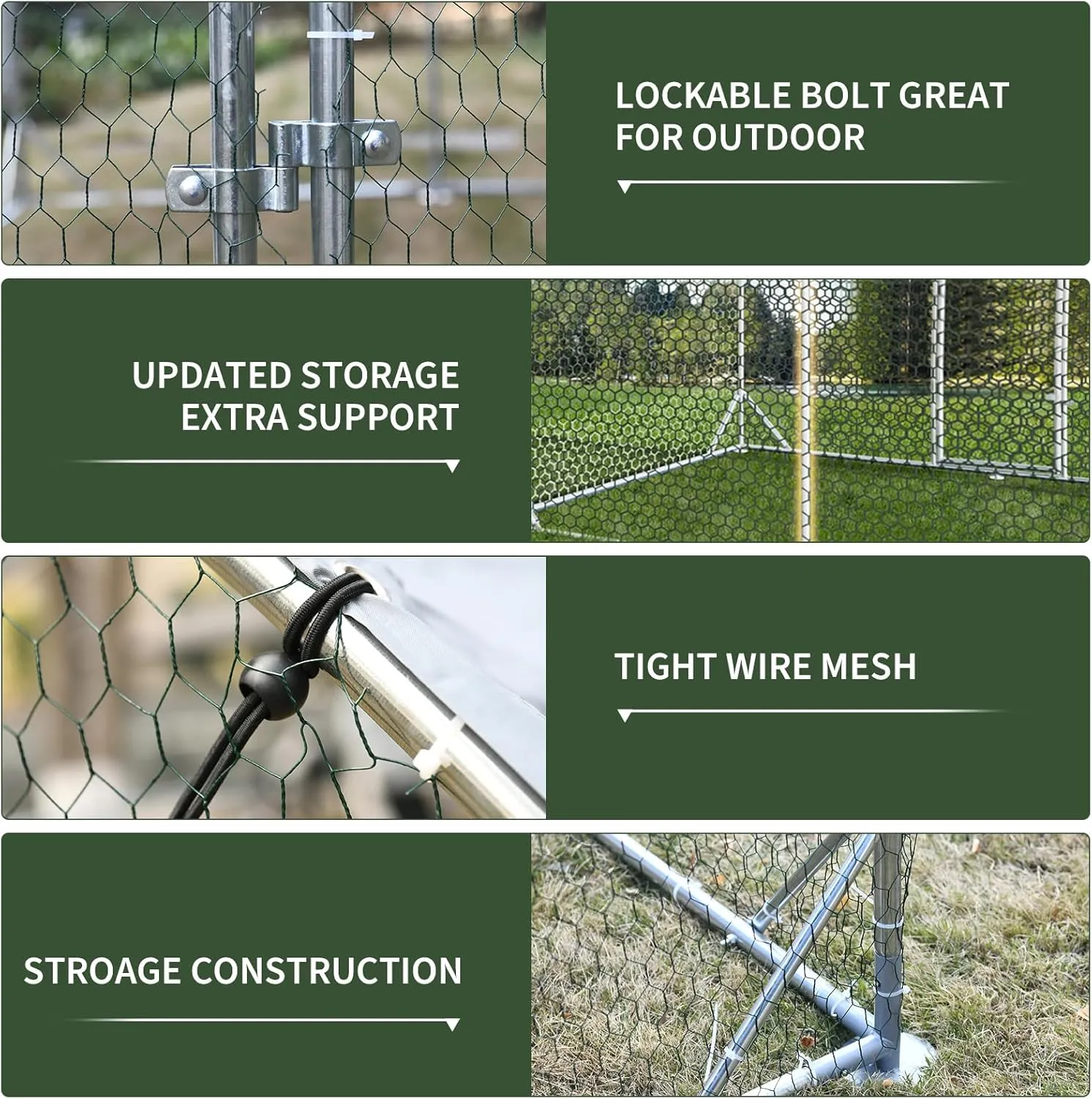 4ever2buy Chicken Runs for Yard with Cover, Large Metal Chicken Run Walk in Metal, Outside Dog Kennel with Roof, Flat Roofed Outdoor Kennel for Cats(9.2Lx12.47Wx6.4H)