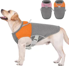 AOFITEE Dog Cooling Vest Large, Cooling Jacket for Dogs, Breathable Cooler Dog Shirt with Harness D-Ring, Lightweight Dogs Cooler Jackets Pet Ice Vest for Summer Hot Weather, Orange XL