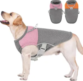 AOFITEE Dog Cooling Vest Large, Cooling Jacket for Dogs, Breathable Cooler Dog Shirt with Harness D-Ring, Lightweight Dogs Cooler Jackets Pet Ice Vest for Summer Hot Weather, Pink XL