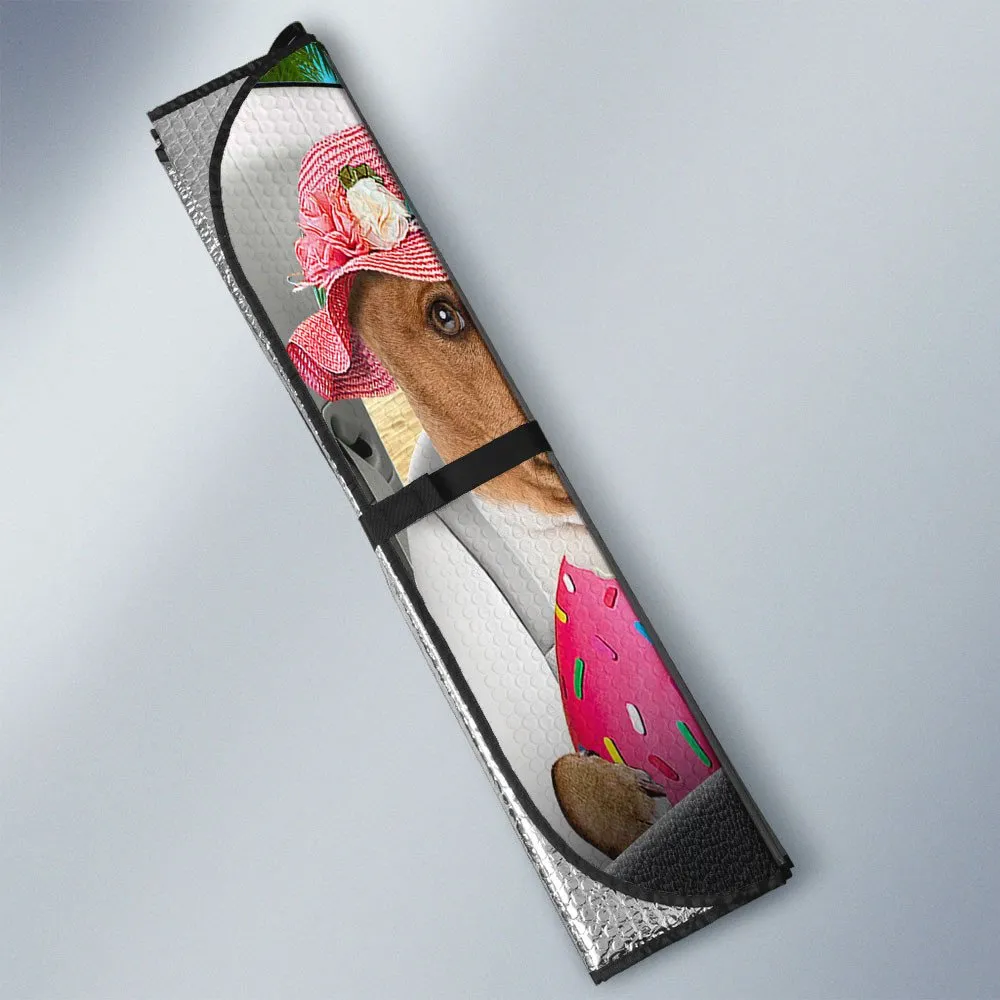 Basenji-Dog Summer Vacation Couple Car Sun Shade Cover Auto Windshield