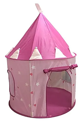 Casa de campaña con diseño de castillo de princesas, para jugar, color rosa