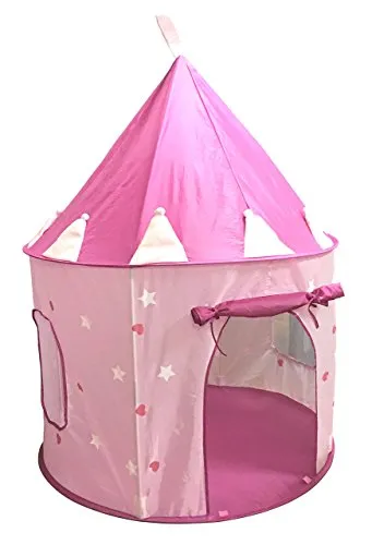 Casa de campaña con diseño de castillo de princesas, para jugar, color rosa