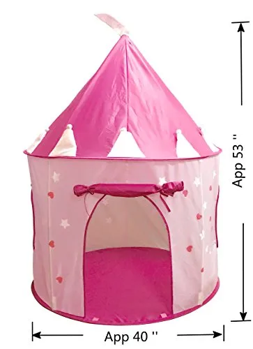 Casa de campaña con diseño de castillo de princesas, para jugar, color rosa