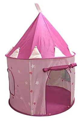 Casa de campaña con diseño de castillo de princesas, para jugar, color rosa