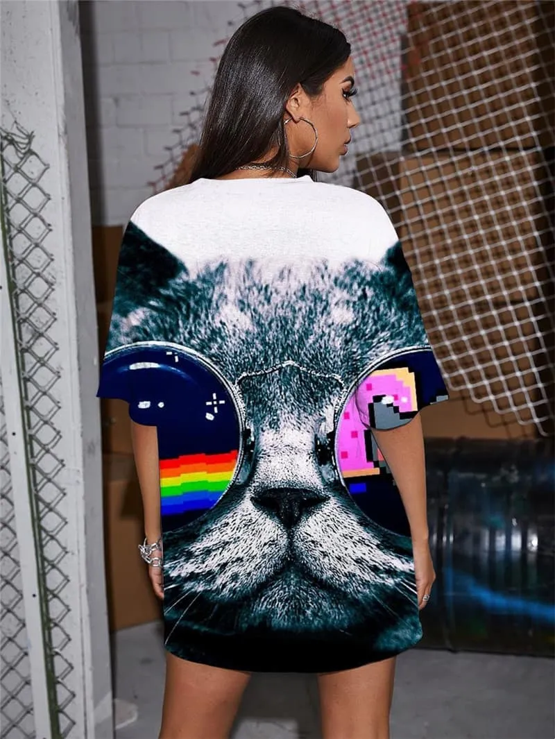 Cat T-shirt Women Animal Tshirt Printed Rainbow T-shirts 3d Harajuku Summer