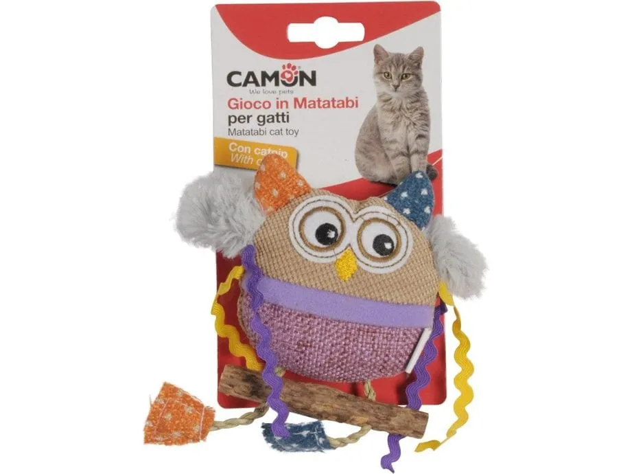 Cat toy- Polyester and matatabi owl with catnip, 15cm