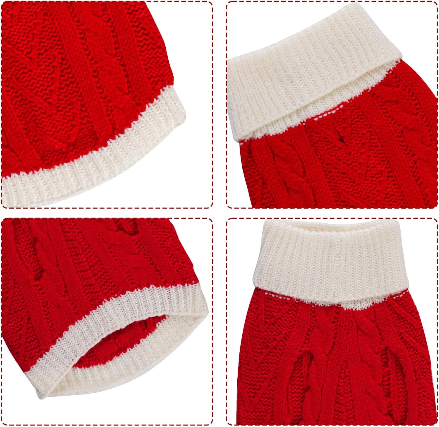 choyaxo Dog Sweater for Small Pet Dogs Cat Breathable Knitted Warm Cat Outfit for Christmas Valentine's Day Warm Apparel for Winter (Red, Small)