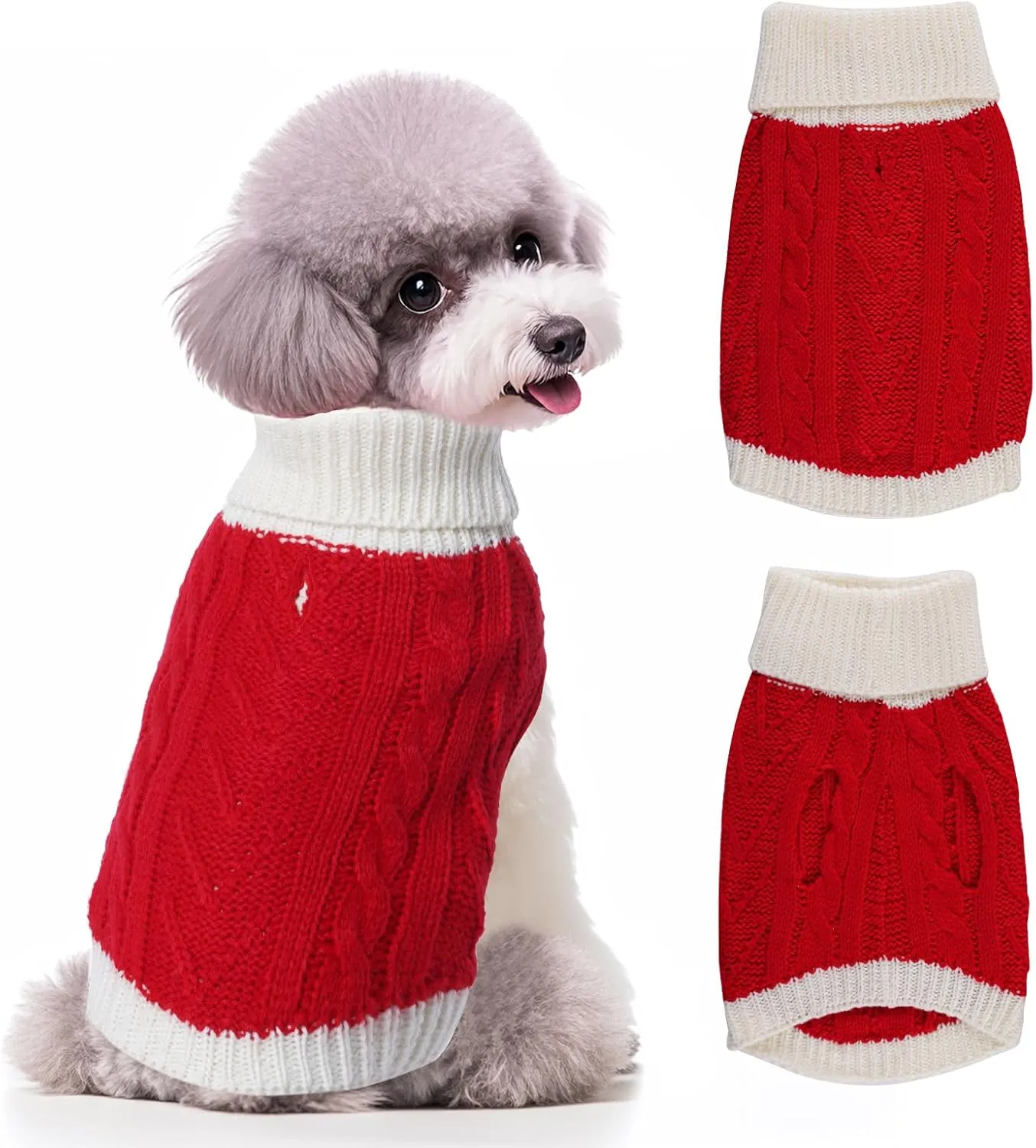 choyaxo Dog Sweater for Small Pet Dogs Cat Breathable Knitted Warm Cat Outfit for Christmas Valentine's Day Warm Apparel for Winter (Red, Small)