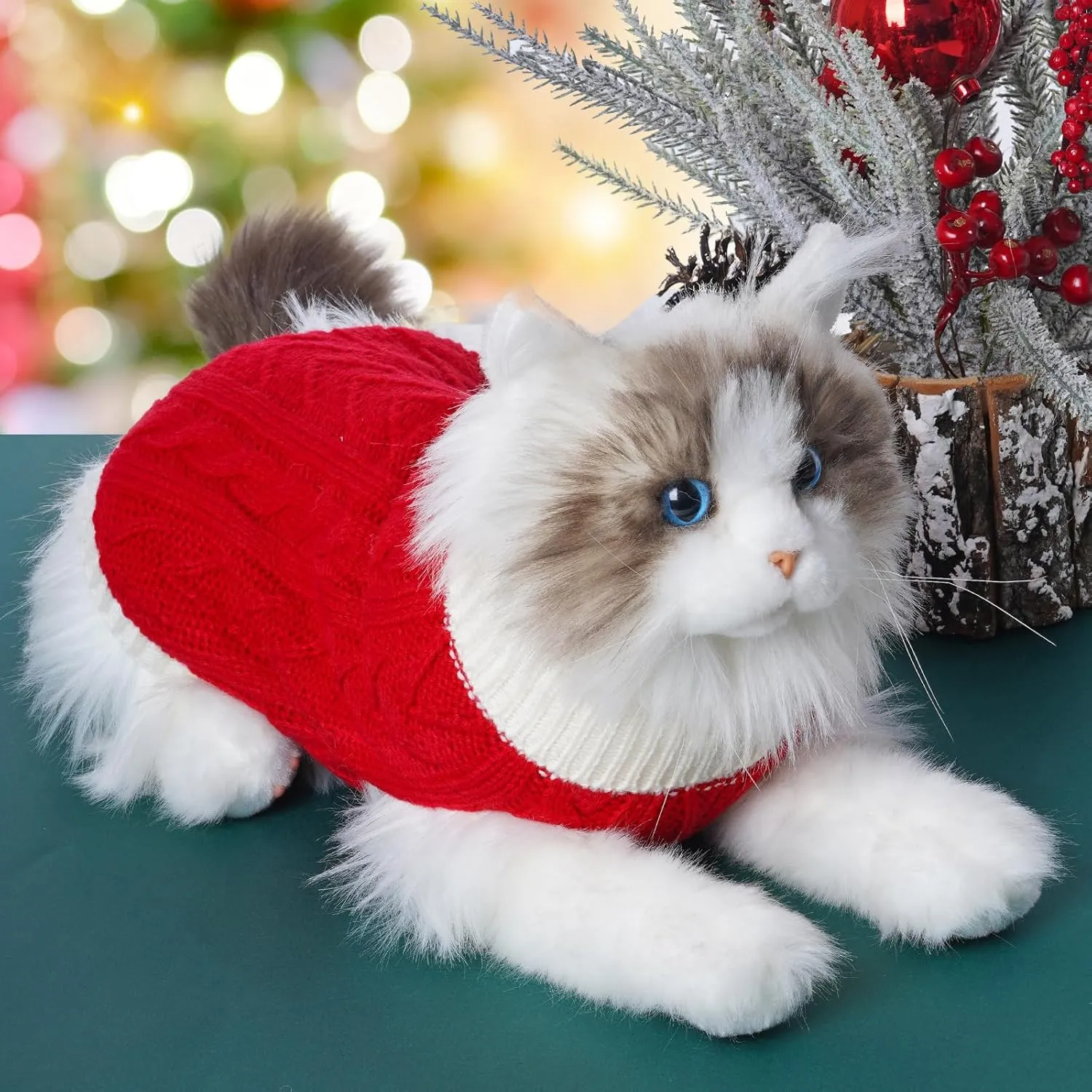 choyaxo Dog Sweater for Small Pet Dogs Cat Breathable Knitted Warm Cat Outfit for Christmas Valentine's Day Warm Apparel for Winter (Red, Small)