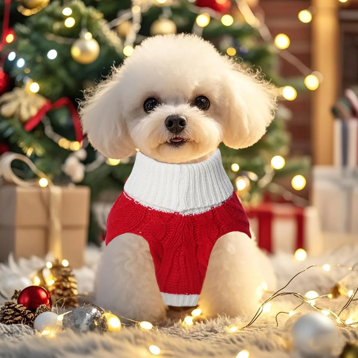 choyaxo Dog Sweater for Small Pet Dogs Cat Breathable Knitted Warm Cat Outfit for Christmas Valentine's Day Warm Apparel for Winter (Red, Small)