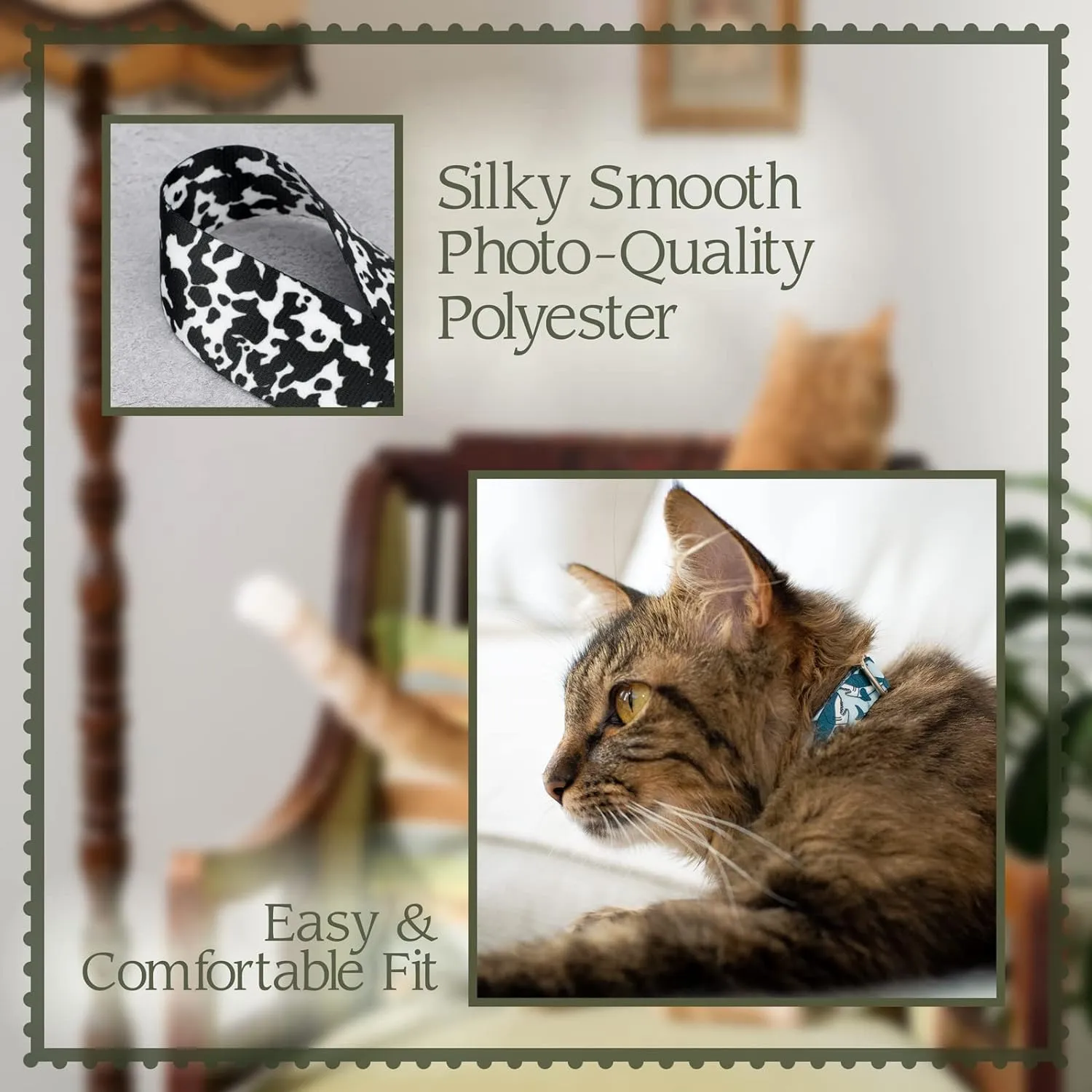 Country Brook Petz - Blueberry Fields Cat Collar - Floral Collection Featuring Charming Designs