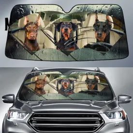 Doberman Pinscher Rainy Driving Car Sun Shade Cover Auto Windshield Coolspod