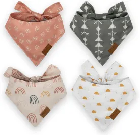 Dog Bandanas 4 Pack, Summer Set, Small, Premium Durable Soft Fabric, Dual Layer, Girl Boy Holiday Cute Puppy Cat Pet Scarf, Unique Shape, Adjustable Fit, Christmas Thanksgiving Birthday