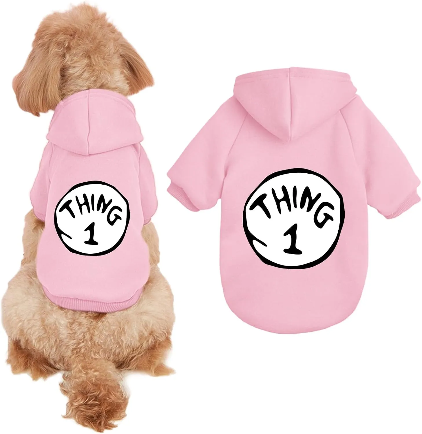 Dog Hoodie Pet Clothes for Small Dogs Thing 1 Printed Hoodies Medium Puppy Hooded Sweatshirt Pullover Outfit(Pink,S)