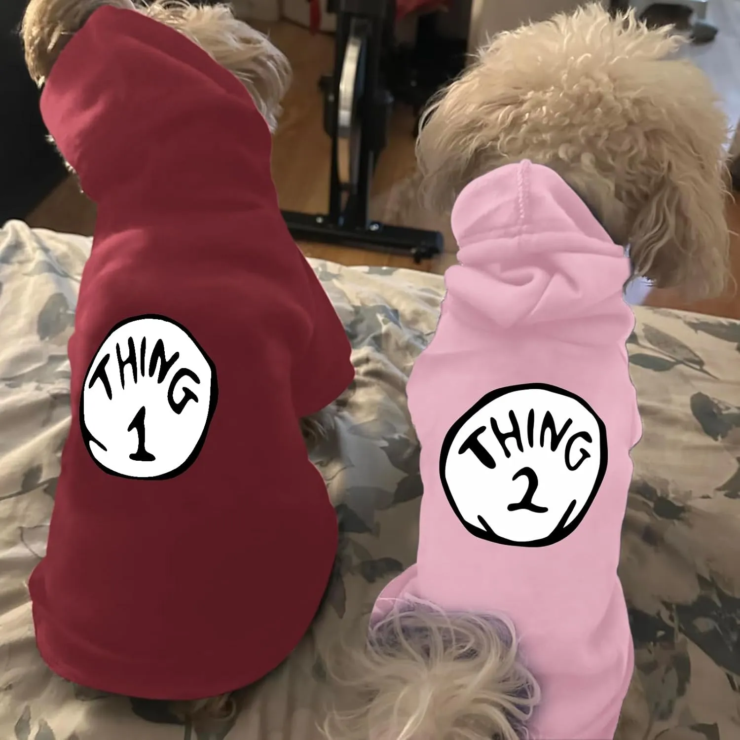 Dog Hoodie Pet Clothes for Small Dogs Thing 1 Printed Hoodies Medium Puppy Hooded Sweatshirt Pullover Outfit(Pink,S)
