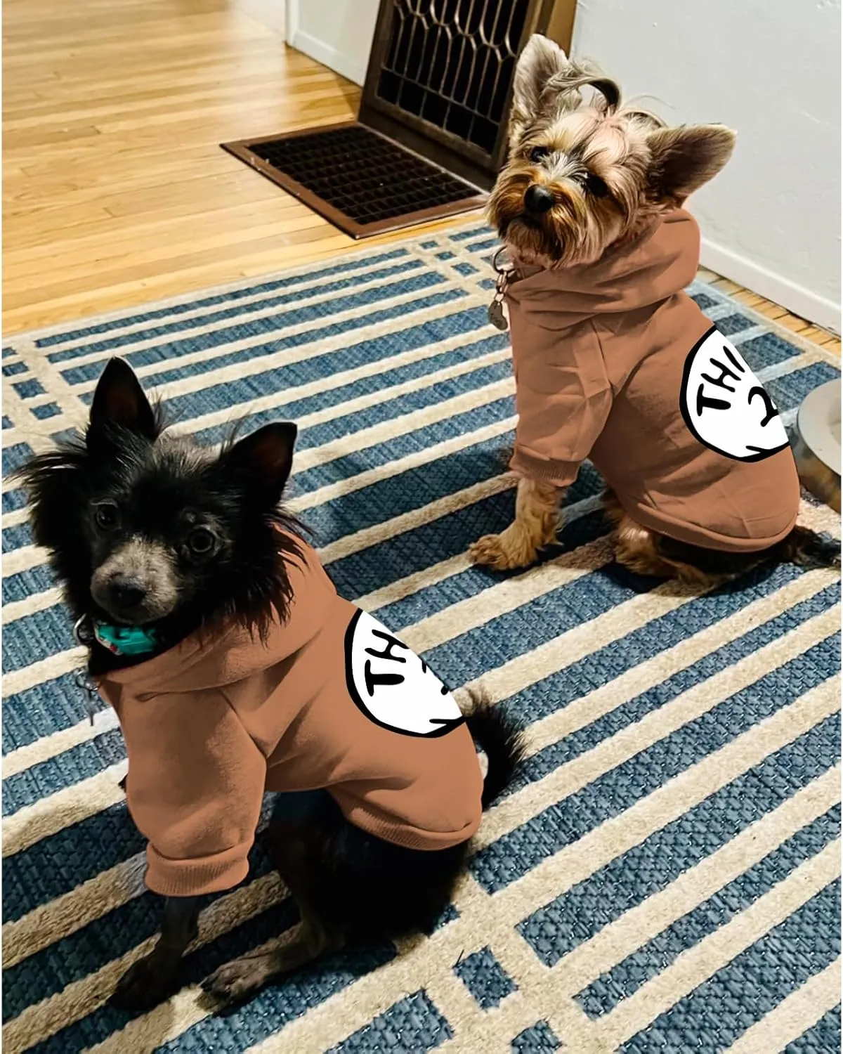 Dog Hoodie Pet Clothes for Small Dogs Thing 2 Printed Hoodies Medium Puppy Hooded Sweatshirt Pullover Outfit(Khaki,S)