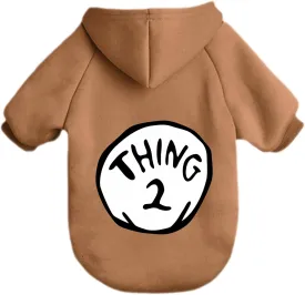 Dog Hoodie Pet Clothes for Small Dogs Thing 2 Printed Hoodies Medium Puppy Hooded Sweatshirt Pullover Outfit(Khaki,S)
