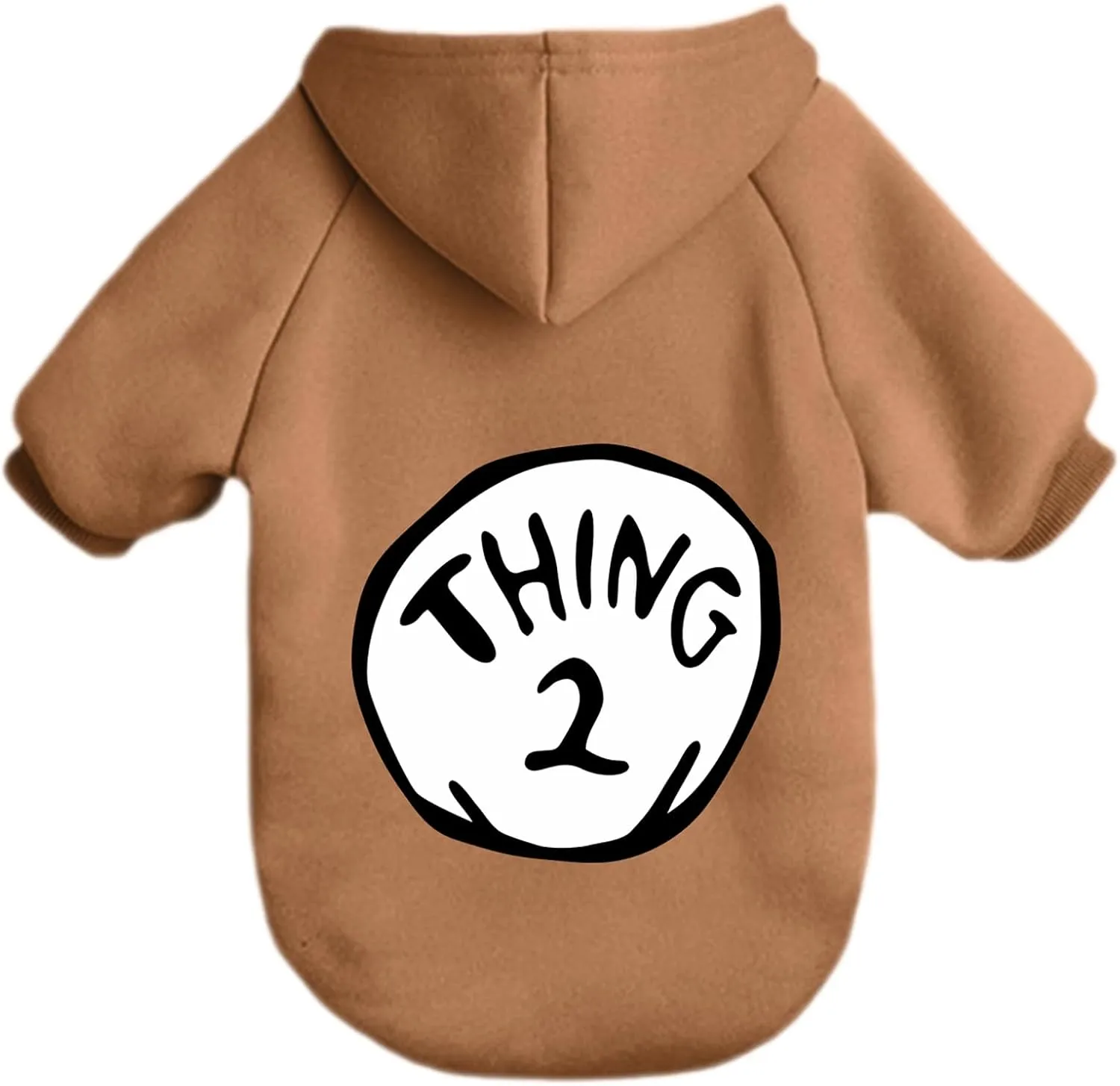 Dog Hoodie Pet Clothes for Small Dogs Thing 2 Printed Hoodies Medium Puppy Hooded Sweatshirt Pullover Outfit(Khaki,S)