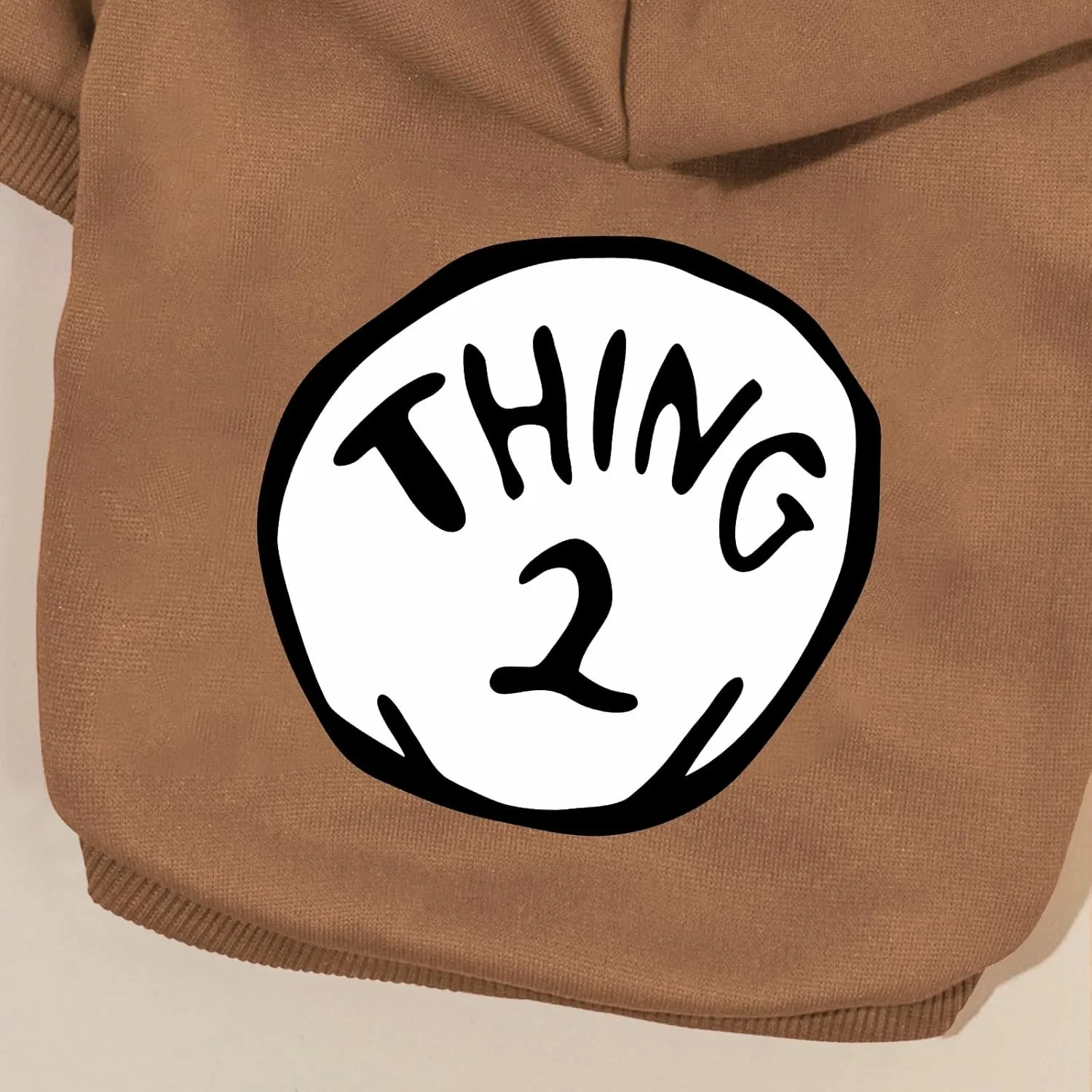 Dog Hoodie Pet Clothes for Small Dogs Thing 2 Printed Hoodies Medium Puppy Hooded Sweatshirt Pullover Outfit(Khaki,S)