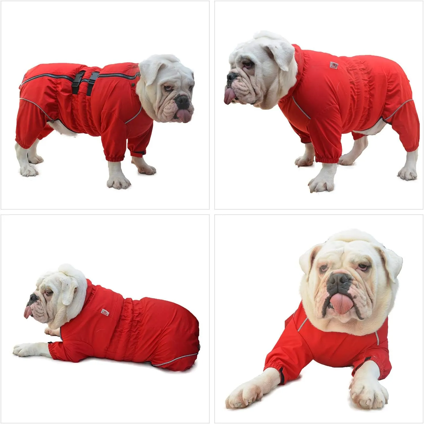 Dogs Waterproof Jacket, Lightweight Waterproof Jacket Reflective Safety Dog Raincoat Windproof Snow-Proof Dog Vest for Small Medium Large Dogs Red S