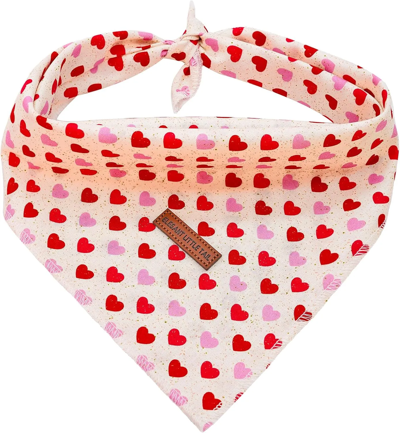 Elegant Little Tail Valentine's Day 1PC Washable Dog Bandana, Heart Geometric Pattern, Size Small, Cotton Material, Durable, Tie Closure, For Large Dogs, 23" Neck Size