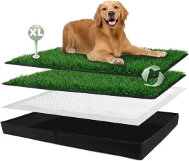 Foldable Dog Litter Box with Artificial Grass Pads, Extra Large Liner Base (44'34') for Balcony Potty Training