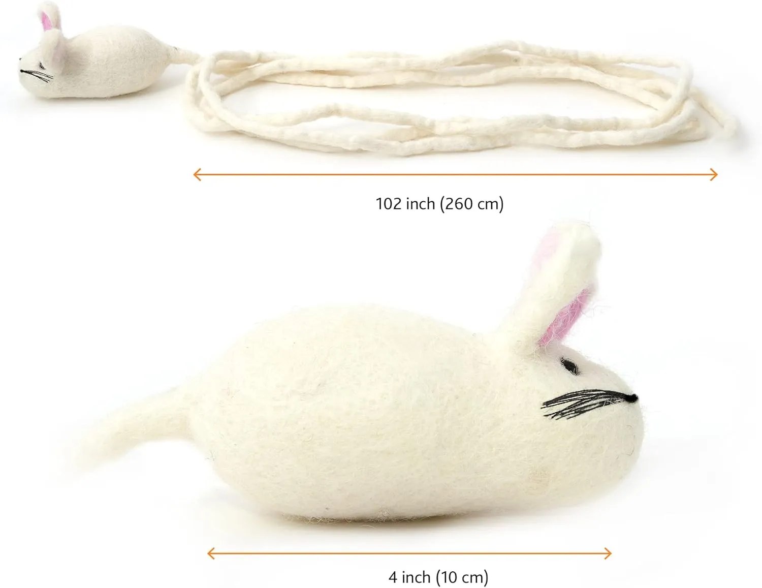 Glaciart One Felt Mouse Cat Toy  Soft Fuzzy Enrichment 100% Natural Wool - Interactive Catnip Play Cat Toy Set - Safe for Pets, Non-AZO Colored Dyes - 100 Long
