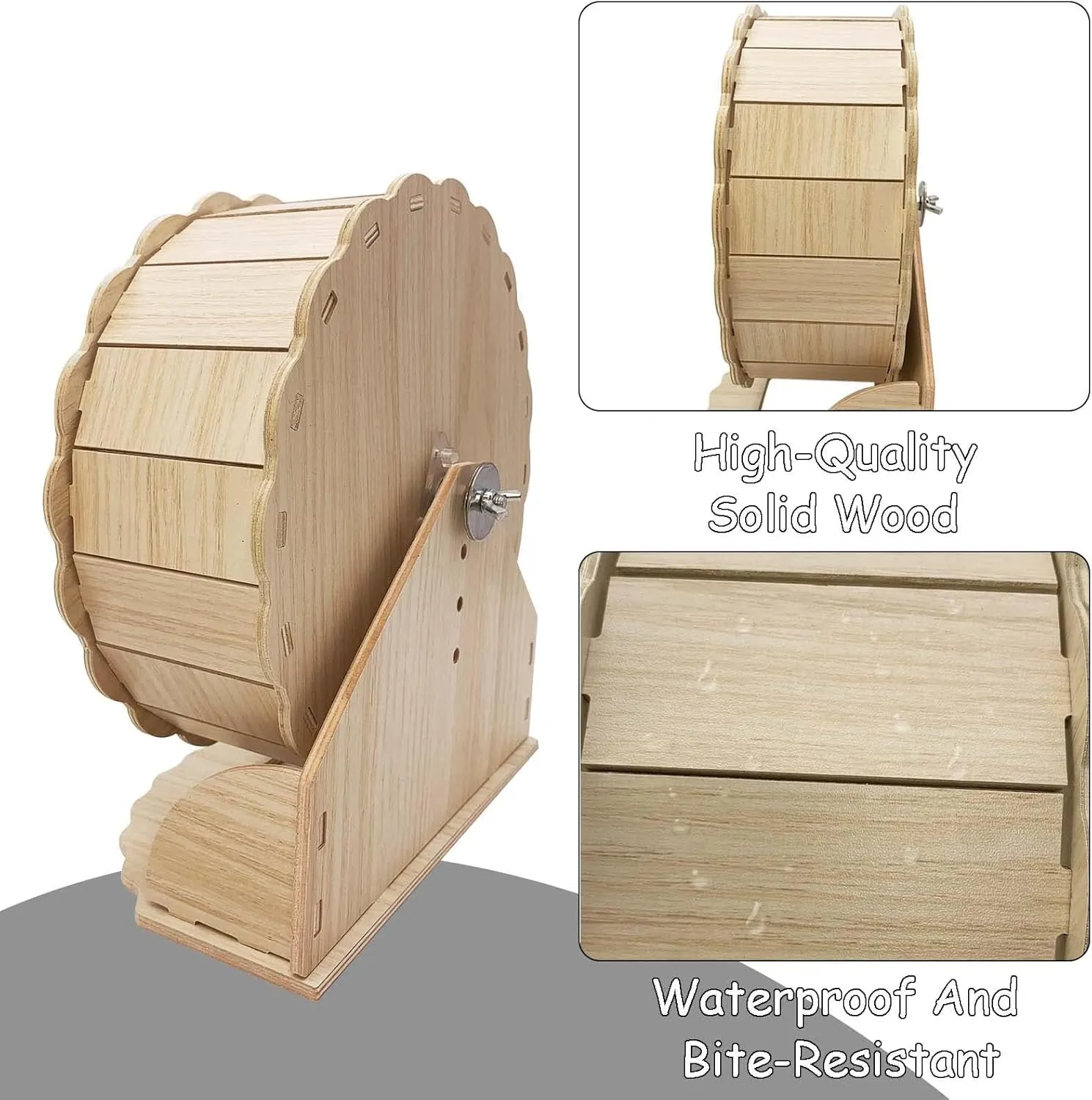 Hamiledyi Wooden Hamster Wheel, Small Pets Exercise Wheel, Silent Running Wheel for Gerbil, Mice, Guinea Pigs, Dwarf Syrian Hamster (8.26in)