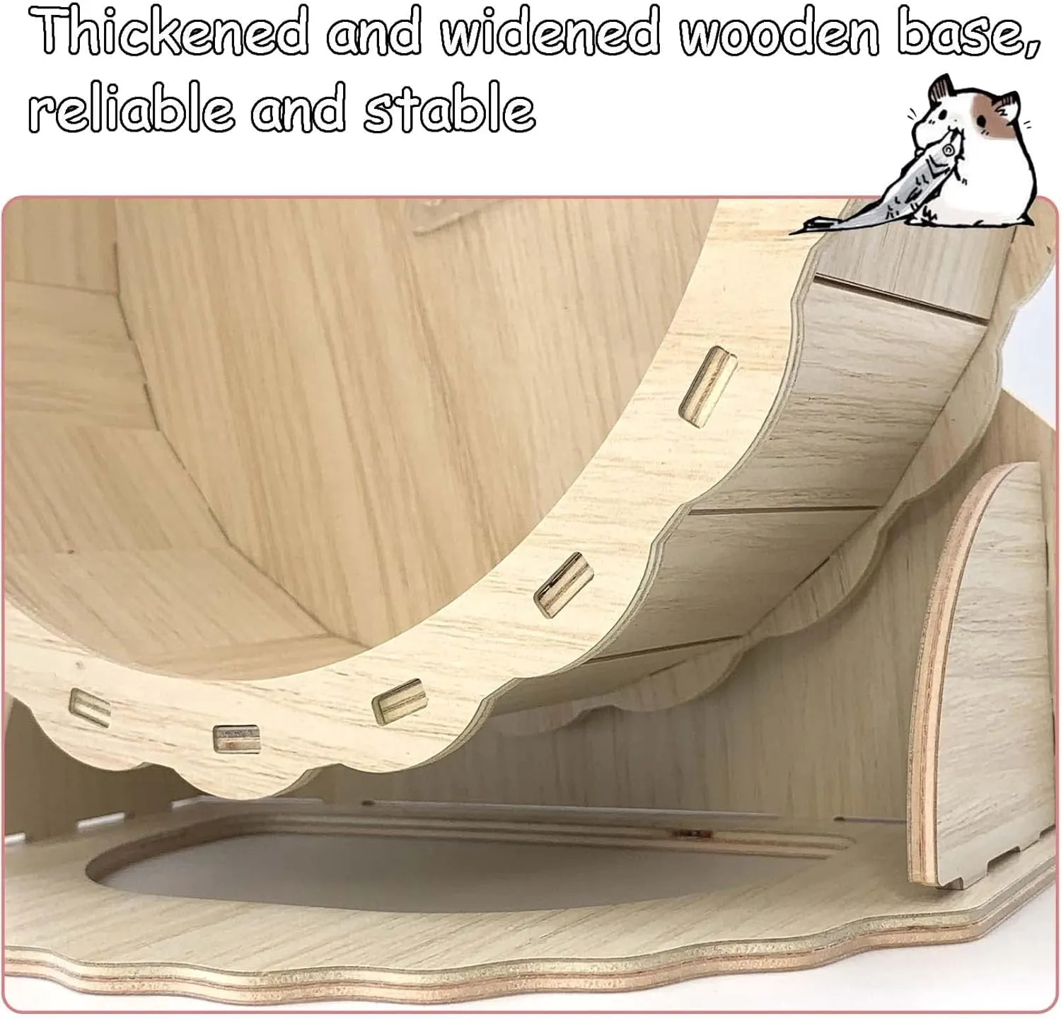 Hamiledyi Wooden Hamster Wheel, Small Pets Exercise Wheel, Silent Running Wheel for Gerbil, Mice, Guinea Pigs, Dwarf Syrian Hamster (8.26in)