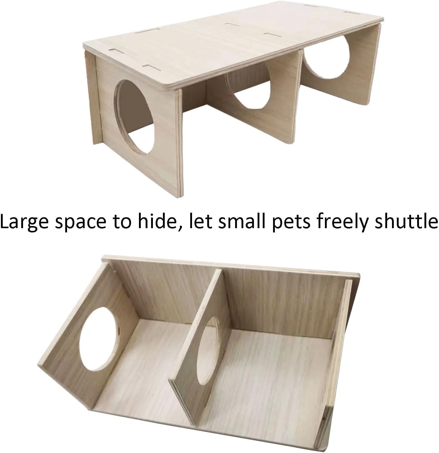 Hamiledyi Wooden Hamsters 2-Chamber Hideout-Tunnel Multi Chamber Exploring Toy Hamster Exploring Labyrinth Tunnel Toy for Hamsters Mice