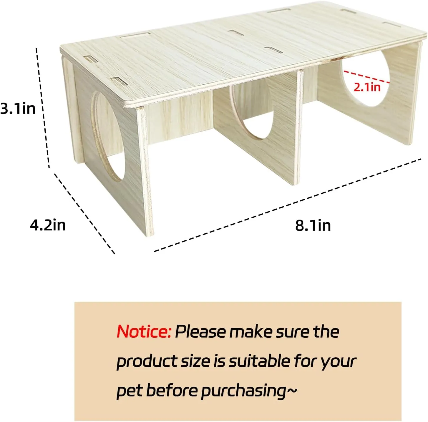 Hamiledyi Wooden Hamsters 2-Chamber Hideout-Tunnel Multi Chamber Exploring Toy Hamster Exploring Labyrinth Tunnel Toy for Hamsters Mice