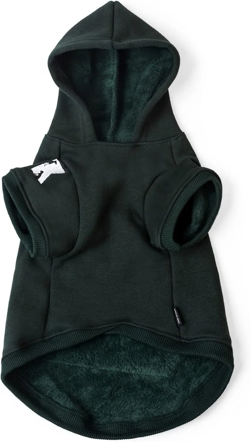 Koneseve Dog Hoodie Fleece Puppy Clothes Warm Sweater with Hat for Small Dogs Cat Hooded Shirt Kitten Pet Basic Sweatshirt with Pocket Doggie Soft Winter Coat Apparel (Green; S)