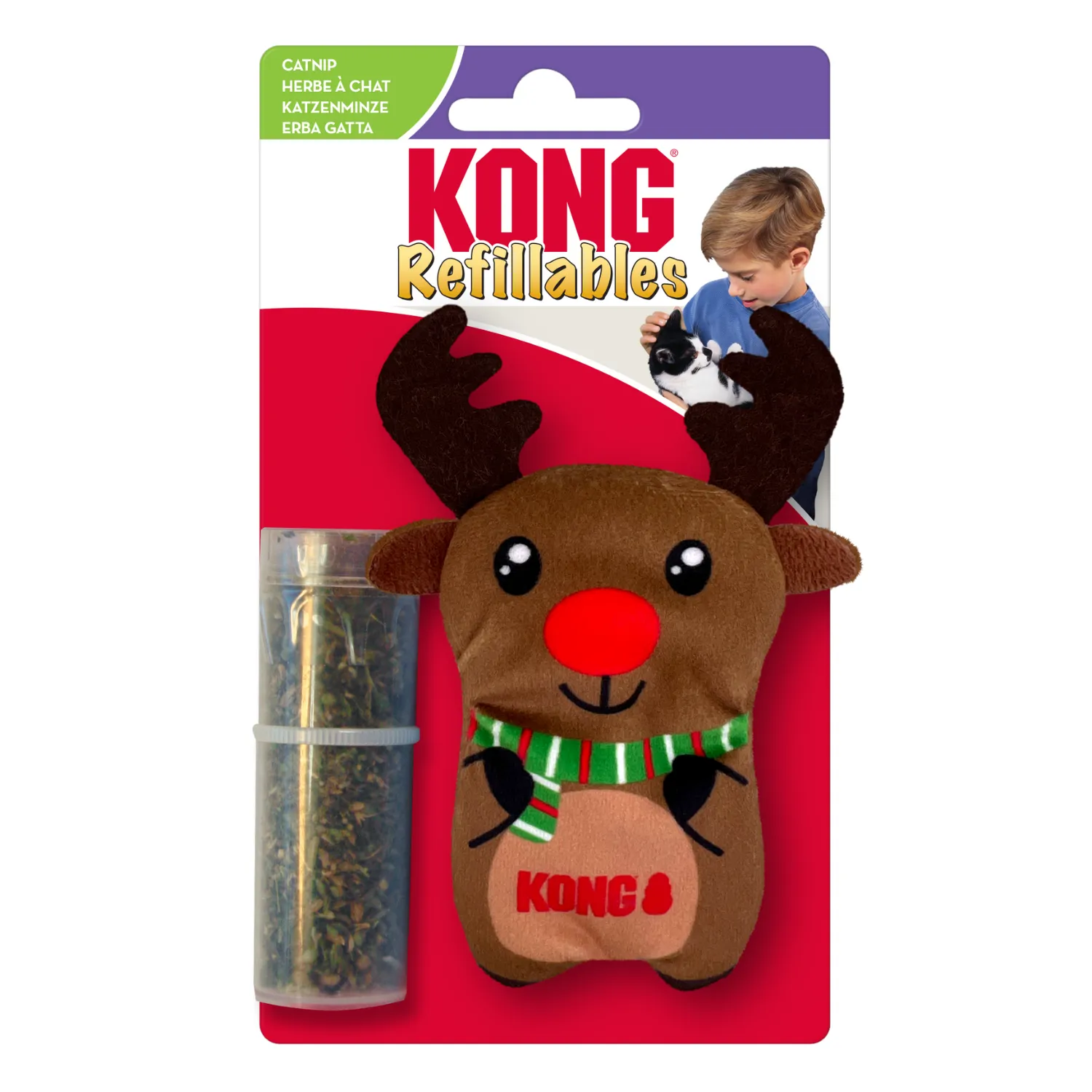 KONG Holiday Refillables Reindeer 2024 | Christmas Catnip Cat Toy