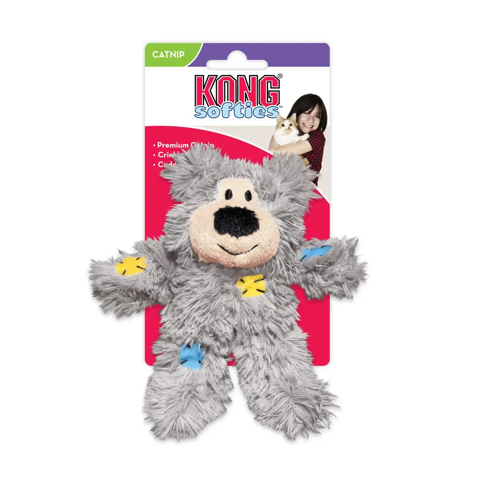 KONG Softies Patchwork Catnip Bear Cat Toy