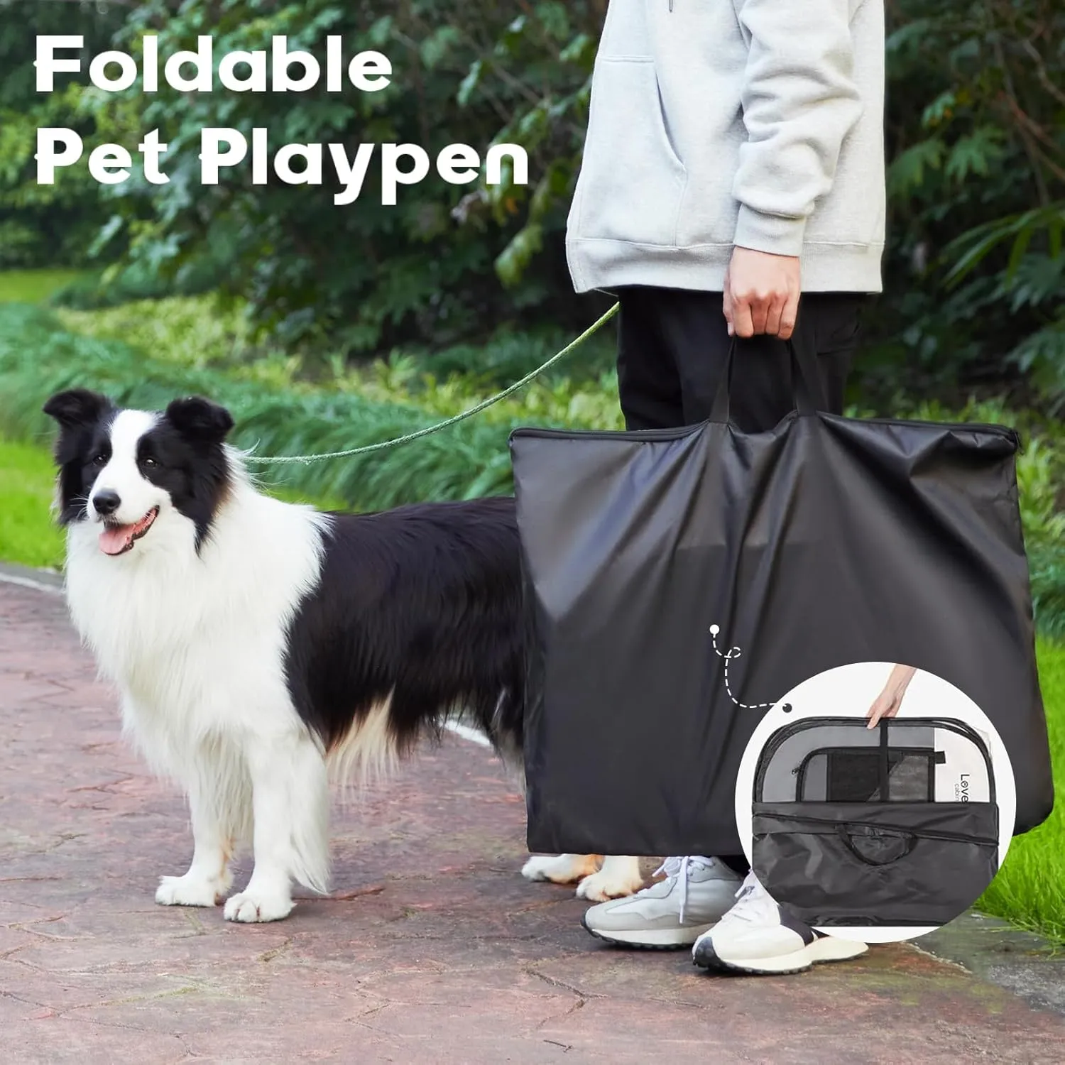Love's cabin Pet Puppy Dog Playpen, Large Dog Tent Crates Cage Indoor/Outdoor, Portable Playpen for Cat, Foldable Pop Up Dog Kennel Playpen with Carring Case, Removable Zipper Top, Grey