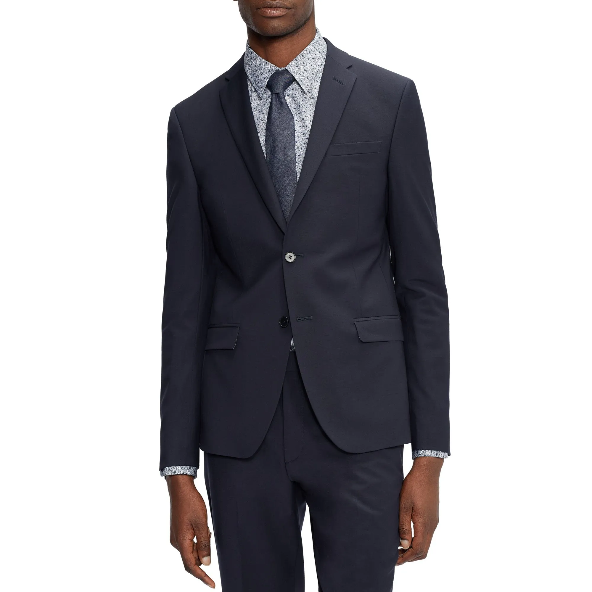 Men Mps-Pilosjs-Slim Fit Plain Suit Jacket - Navy