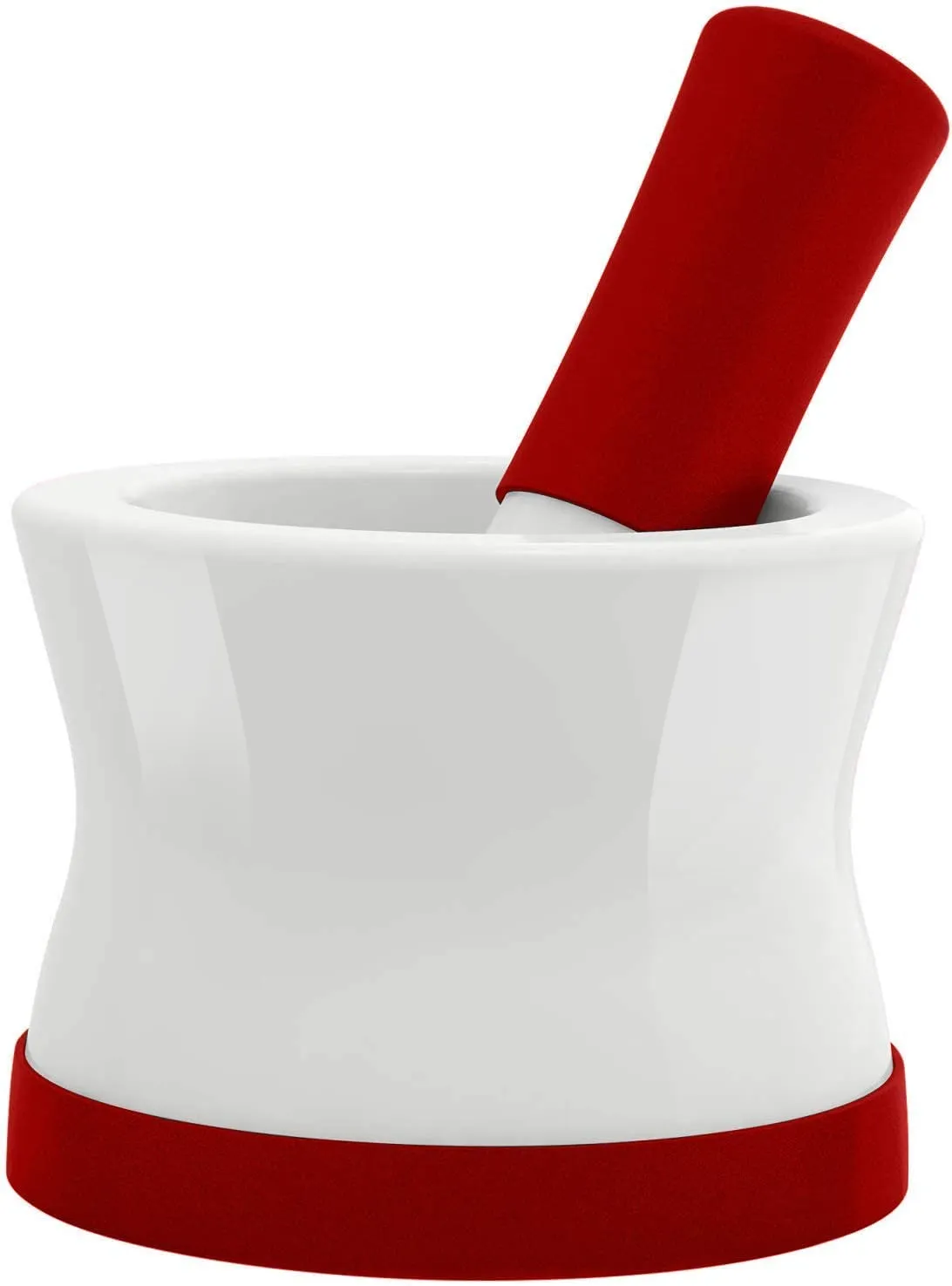 Mortar and Pestle Set - Small EZ-Grip Silicone & Porcelain Mortar With Non-Slip Scratch Proof Silicone Base  - herb or spice grinder, pill crusher grinder or molcajete - NEW DESIGN -  Dishwasher Safe