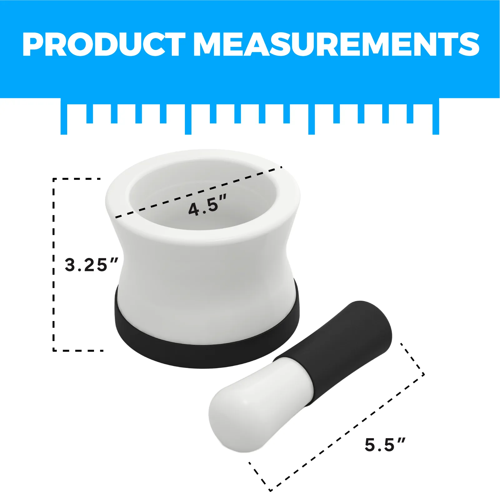 Mortar and Pestle Set - Small EZ-Grip Silicone & Porcelain Mortar With Non-Slip Scratch Proof Silicone Base  - herb or spice grinder, pill crusher grinder or molcajete - NEW DESIGN -  Dishwasher Safe