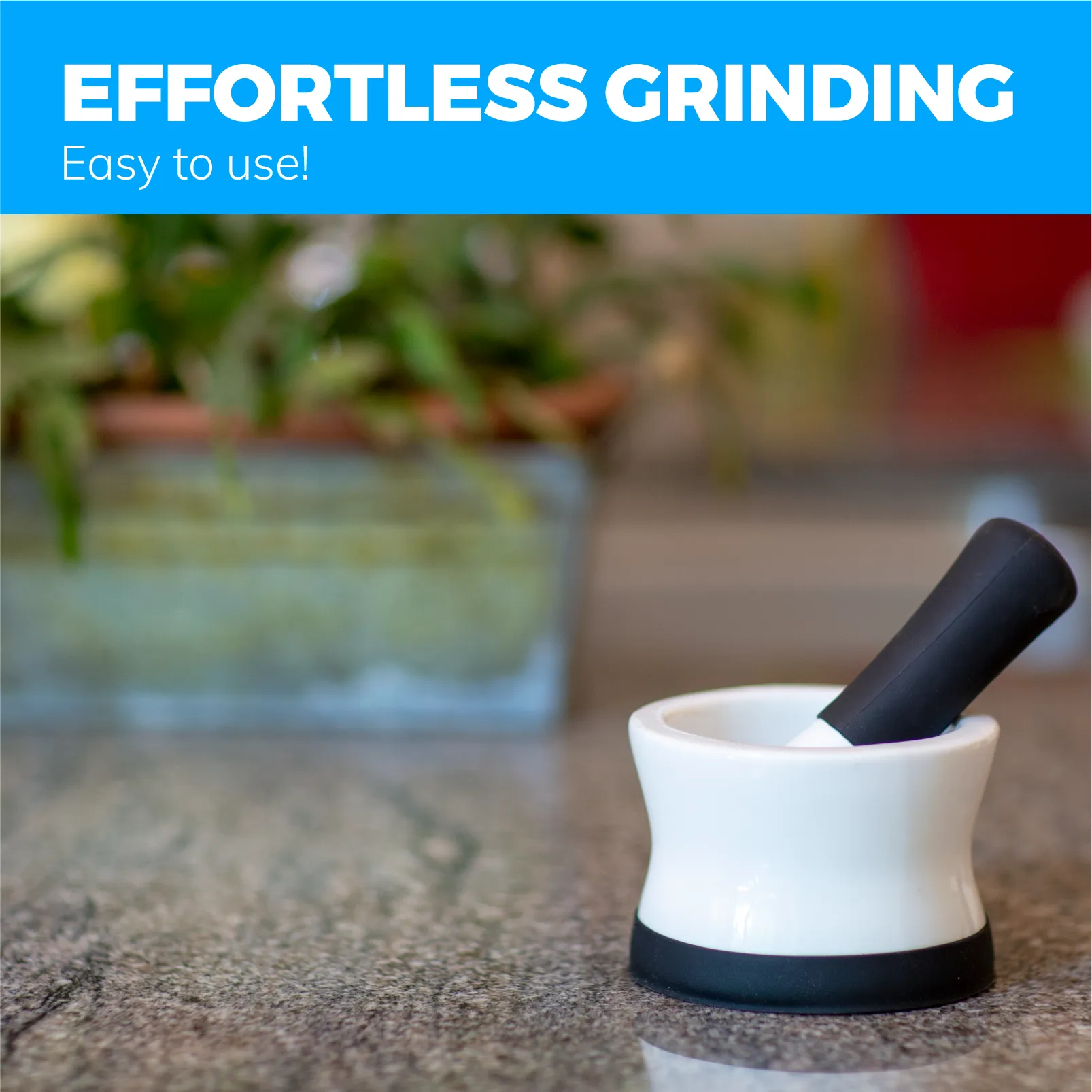 Mortar and Pestle Set - Small EZ-Grip Silicone & Porcelain Mortar With Non-Slip Scratch Proof Silicone Base  - herb or spice grinder, pill crusher grinder or molcajete - NEW DESIGN -  Dishwasher Safe