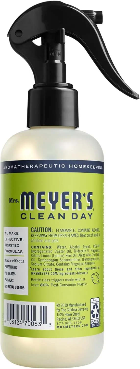 MRS. MEYER'S CLEAN DAY Lemon Verbena Air Freshener Spray for Bathrooms, Aromatherapeutic Homekeeping with Essential Oils, Non-Aerosol, Garden-Inspired Scent, 8 fl oz (Pack of 1)