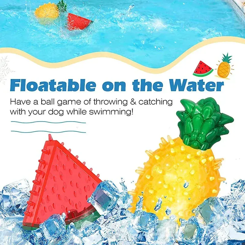 Pet Cooling Chew Toy | Reusable Teething Toy for Dogs and Cats | Summer Cooling Watermelon, Pineapple, Lemon Shapes | Durable Ice Frozen Fruit Toys | Alo Trendy